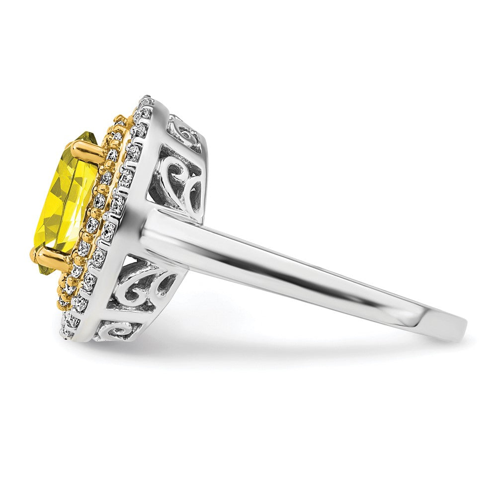 14K Two-Tone Lab Grown VS/SI FGH Dia & Created Yellow Sapphire Ring