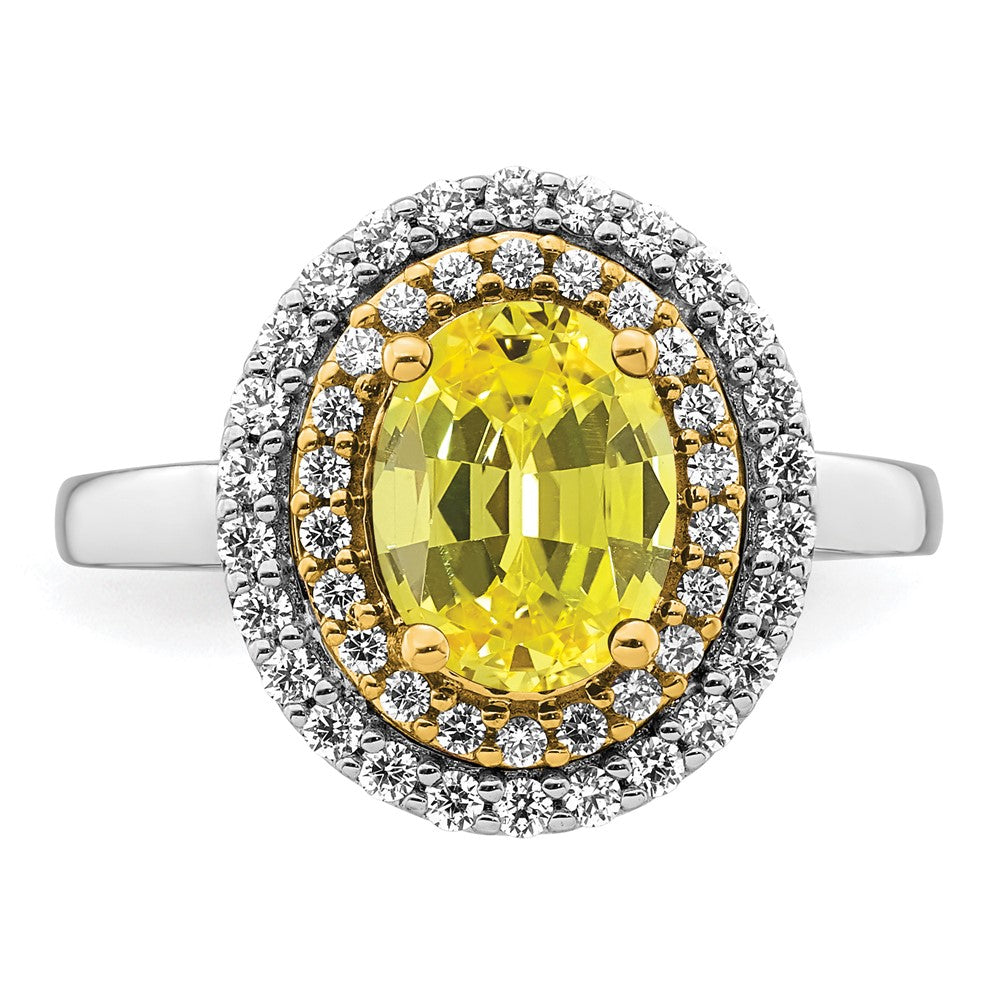 14K Two-Tone Lab Grown VS/SI FGH Dia & Created Yellow Sapphire Ring