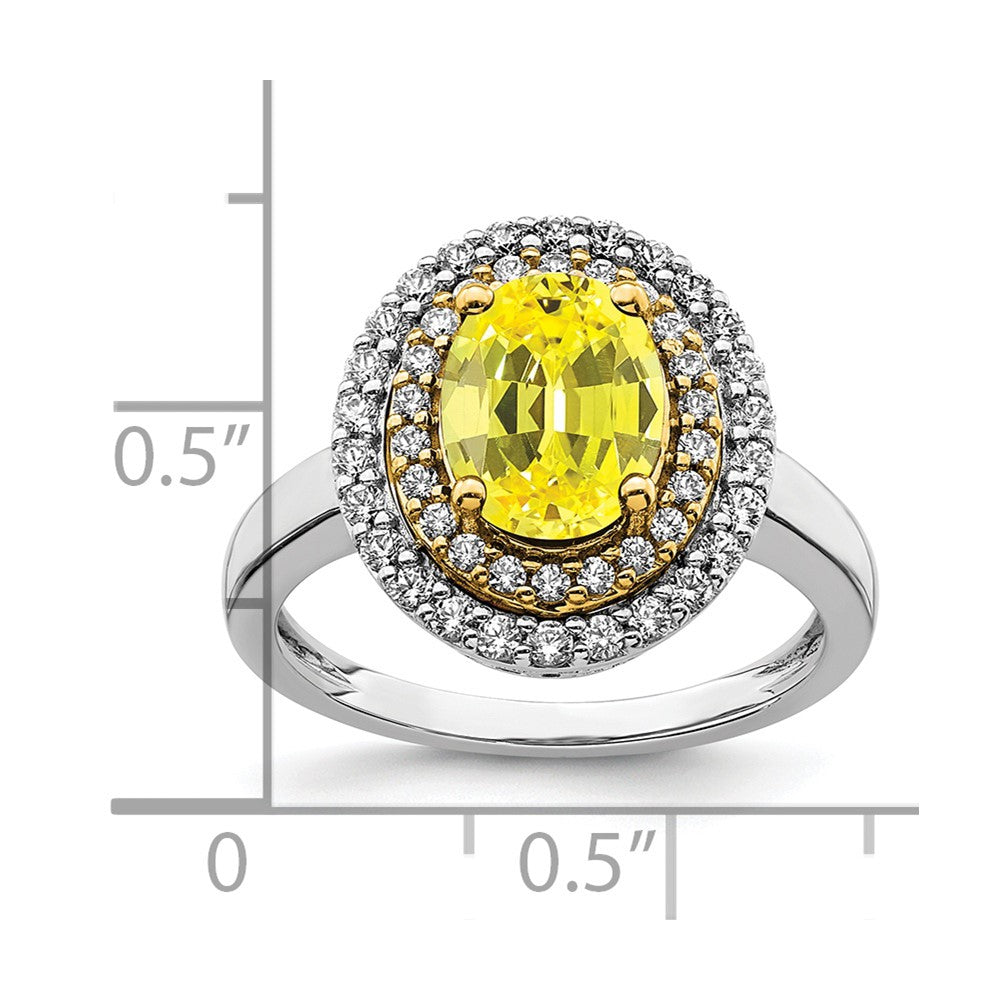 14K Two-Tone Lab Grown VS/SI FGH Dia & Created Yellow Sapphire Ring