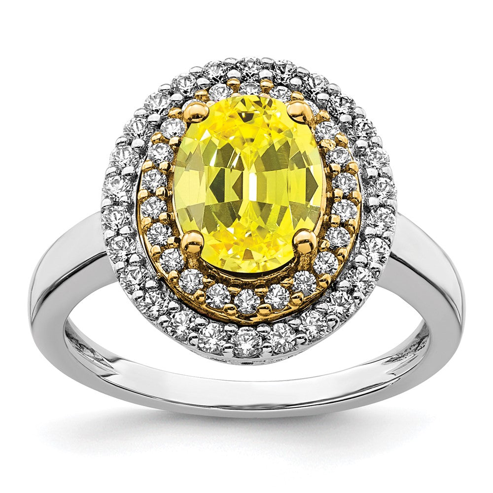 14K Two-Tone Lab Grown VS/SI FGH Dia & Created Yellow Sapphire Ring