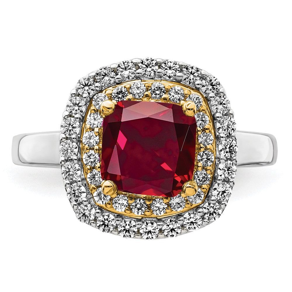 14k Two-Tone Lab Grown VS/SI FGH Dia & Created Ruby Ring