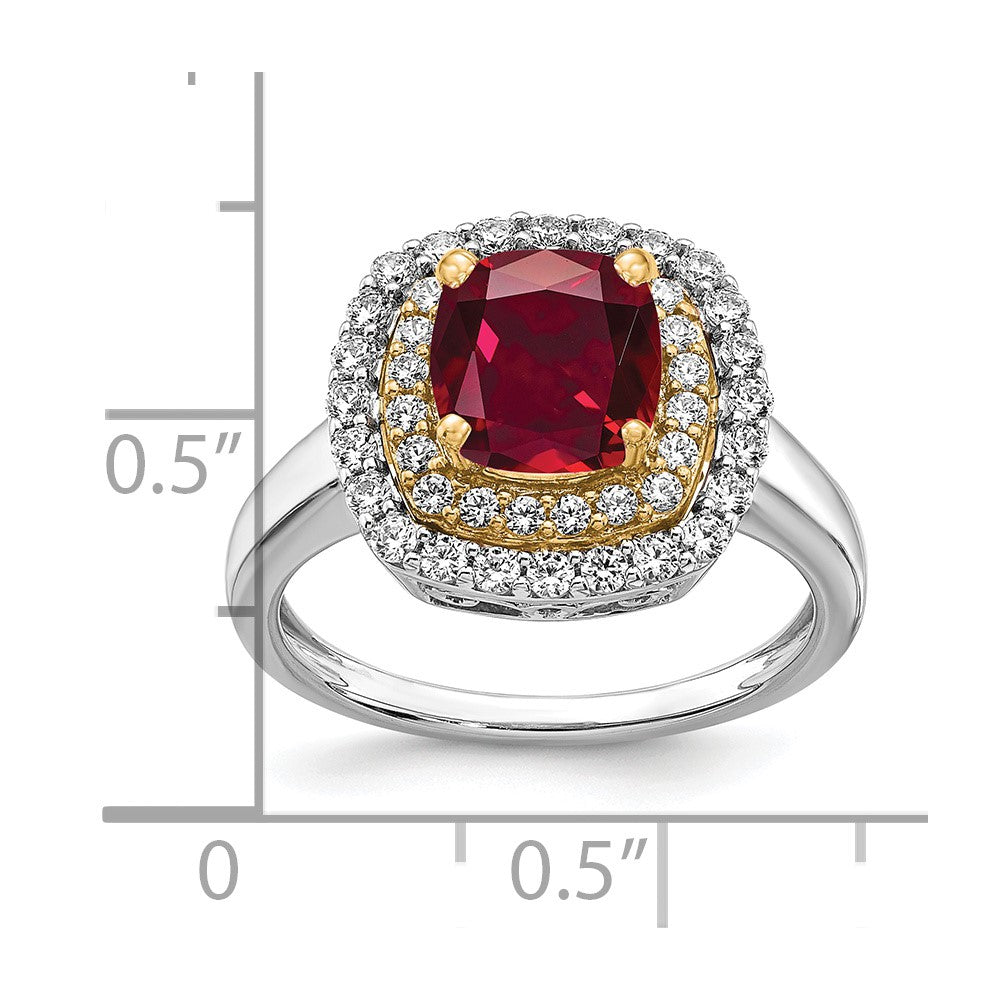 14k Two-Tone Lab Grown VS/SI FGH Dia & Created Ruby Ring