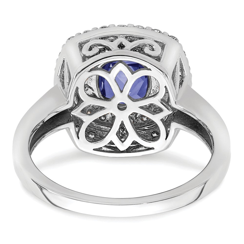 14K White Gold Lab Grown VS/SI FGH Dia & Created Blue Sapphire Ring