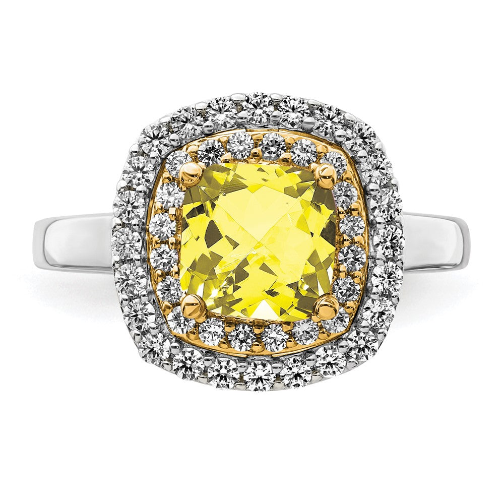 14K Two-Tone Lab Grown VS/SI FGH Dia & Created Yellow Sapphire Ring