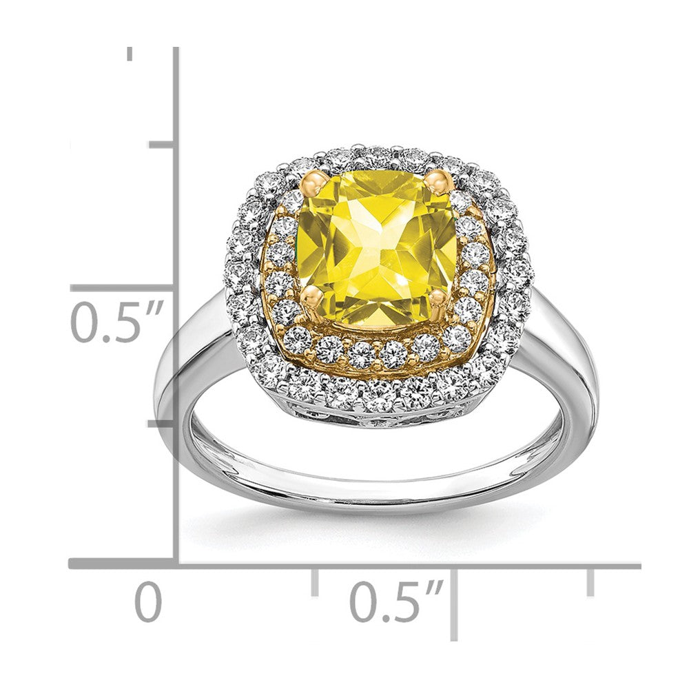 14K Two-Tone Lab Grown VS/SI FGH Dia & Created Yellow Sapphire Ring