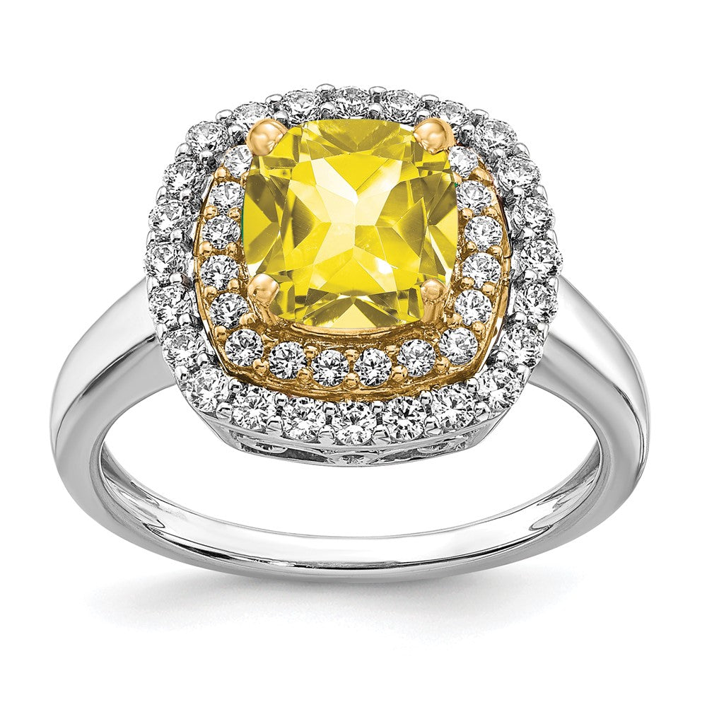 14K Two-Tone Lab Grown VS/SI FGH Dia & Created Yellow Sapphire Ring