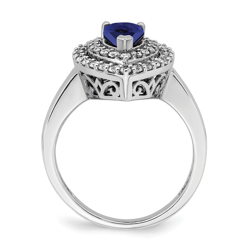 14K White Gold Lab Grown VS/SI FGH Dia & Created Blue Sapphire Ring