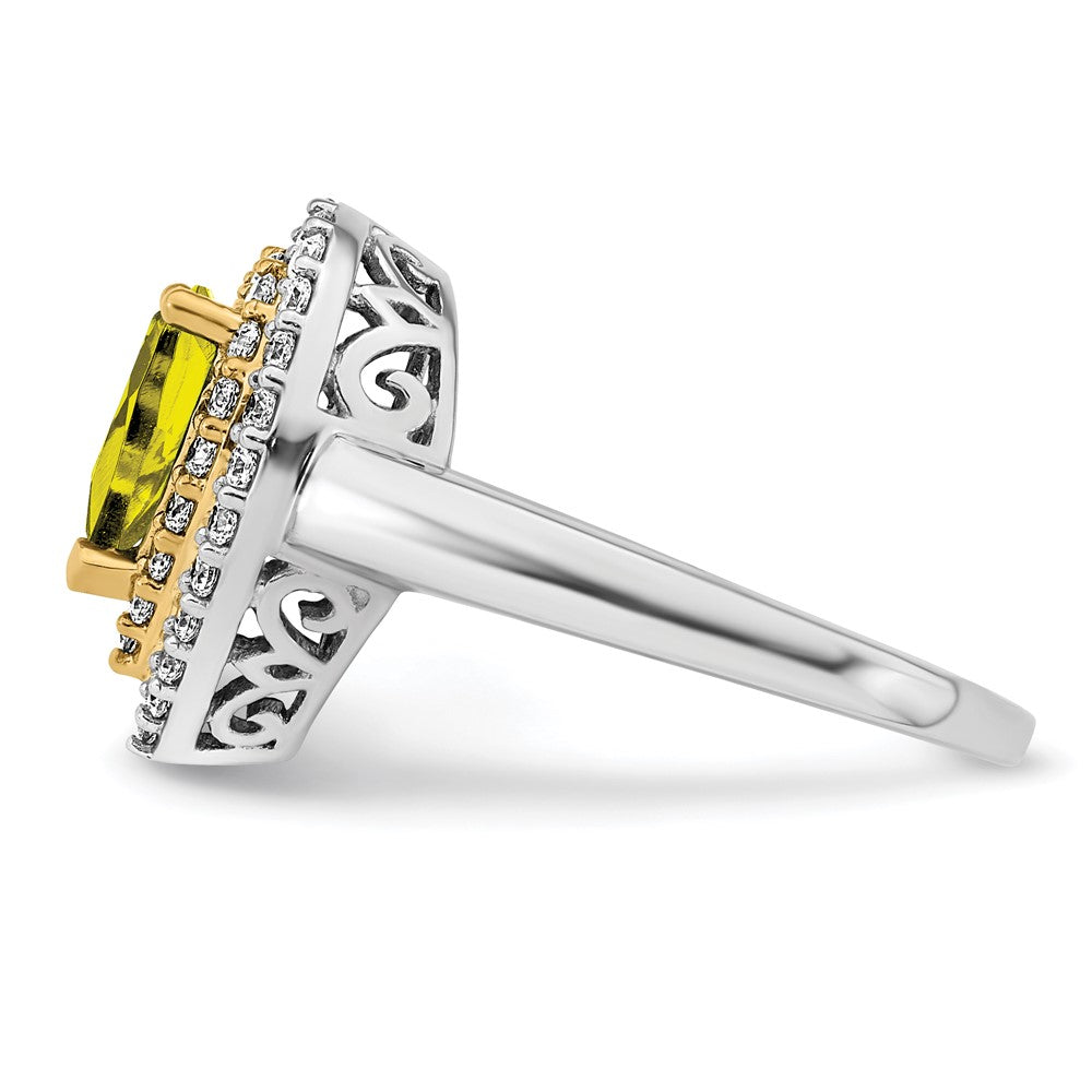 14K Two-Tone Lab Grown VS/SI FGH Dia & Created Yellow Sapphire Ring