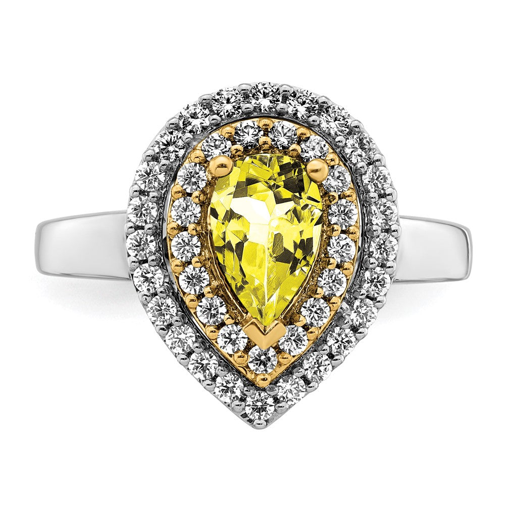 14K Two-Tone Lab Grown VS/SI FGH Dia & Created Yellow Sapphire Ring