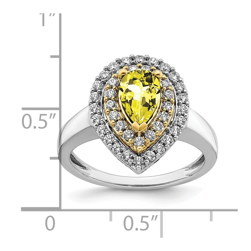 14K Two-Tone Lab Grown VS/SI FGH Dia & Created Yellow Sapphire Ring