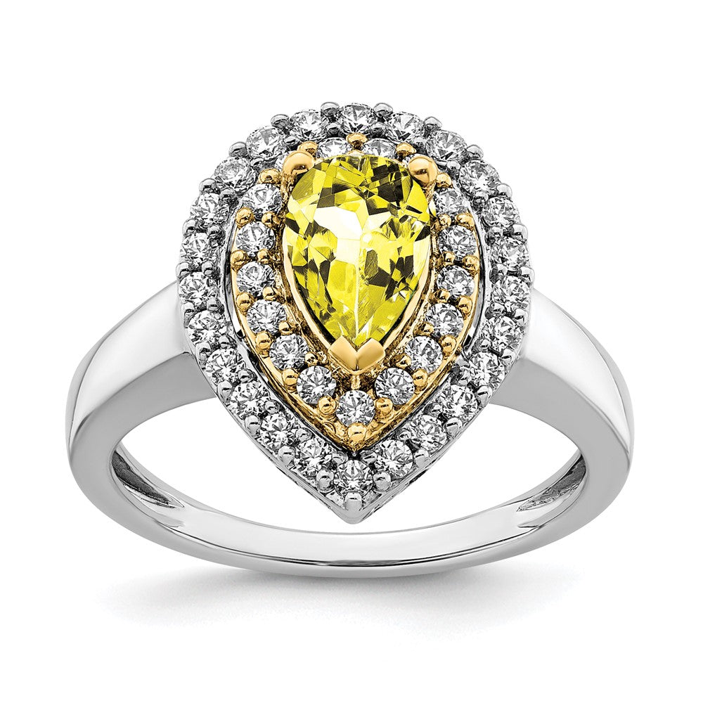 14K Two-Tone Lab Grown VS/SI FGH Dia & Created Yellow Sapphire Ring