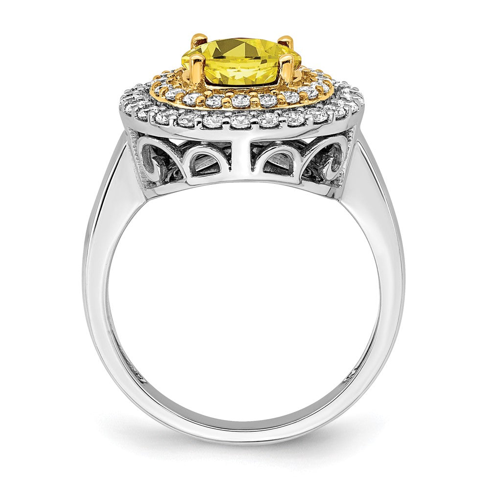 14K Two-Tone Lab Grown VS/SI FGH Dia & Created Yellow Sapphire Ring