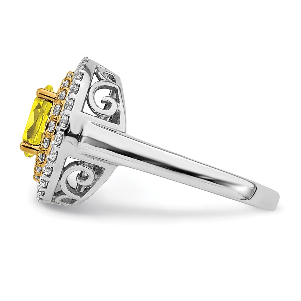 14K Two-Tone Lab Grown VS/SI FGH Dia & Created Yellow Sapphire Ring