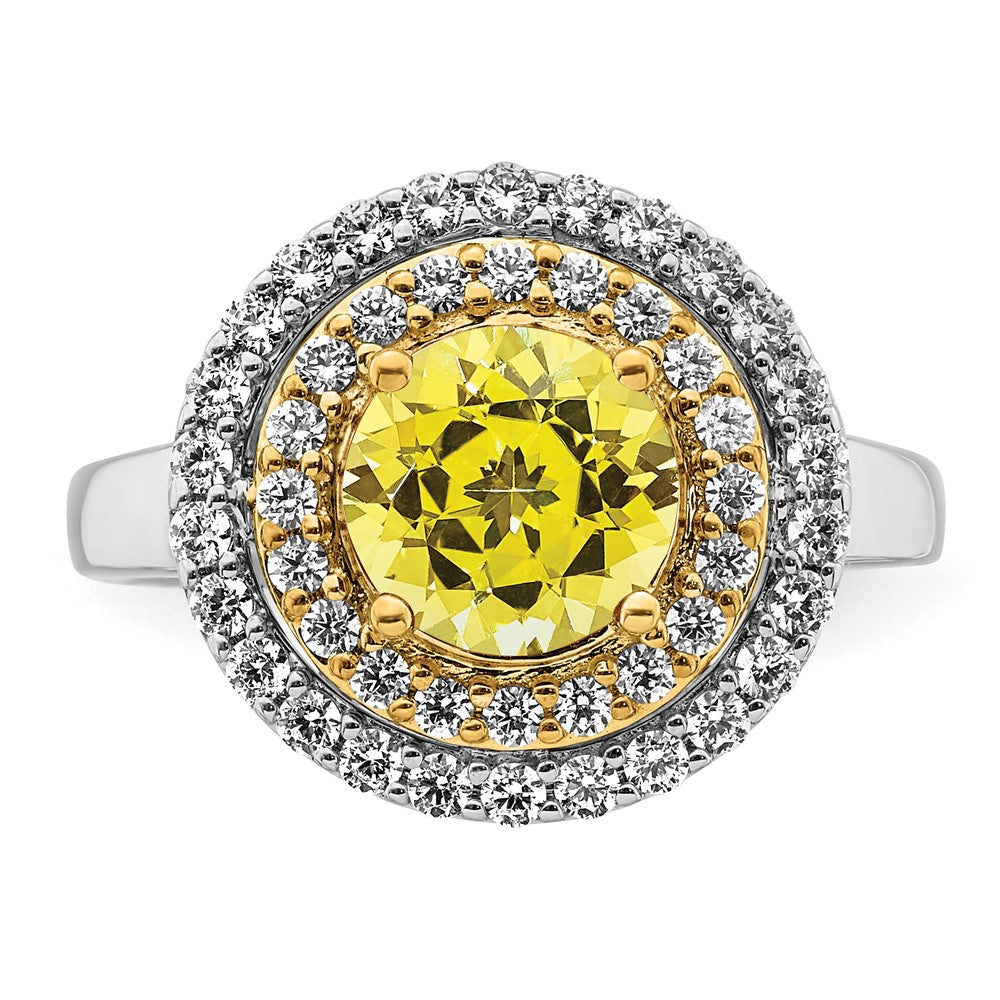 14K Two-Tone Lab Grown VS/SI FGH Dia & Created Yellow Sapphire Ring