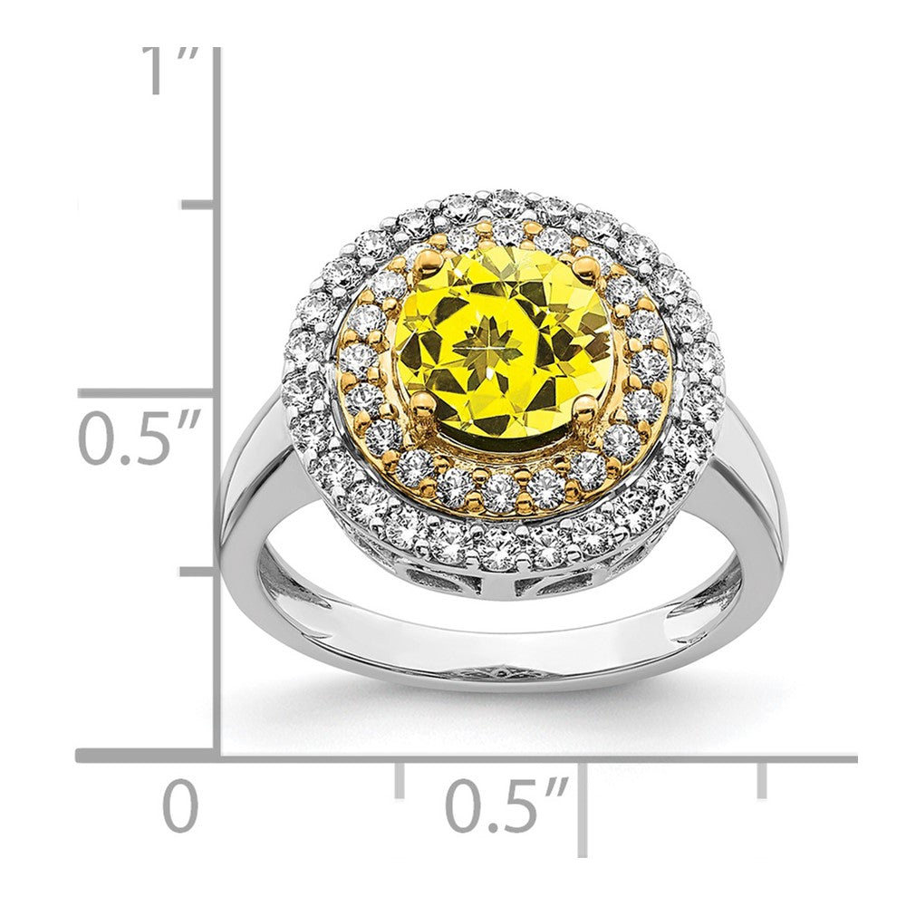 14K Two-Tone Lab Grown VS/SI FGH Dia & Created Yellow Sapphire Ring