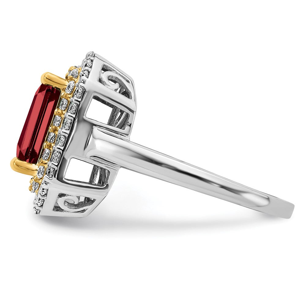 14k Two-Tone Lab Grown VS/SI FGH Dia & Created Ruby Ring