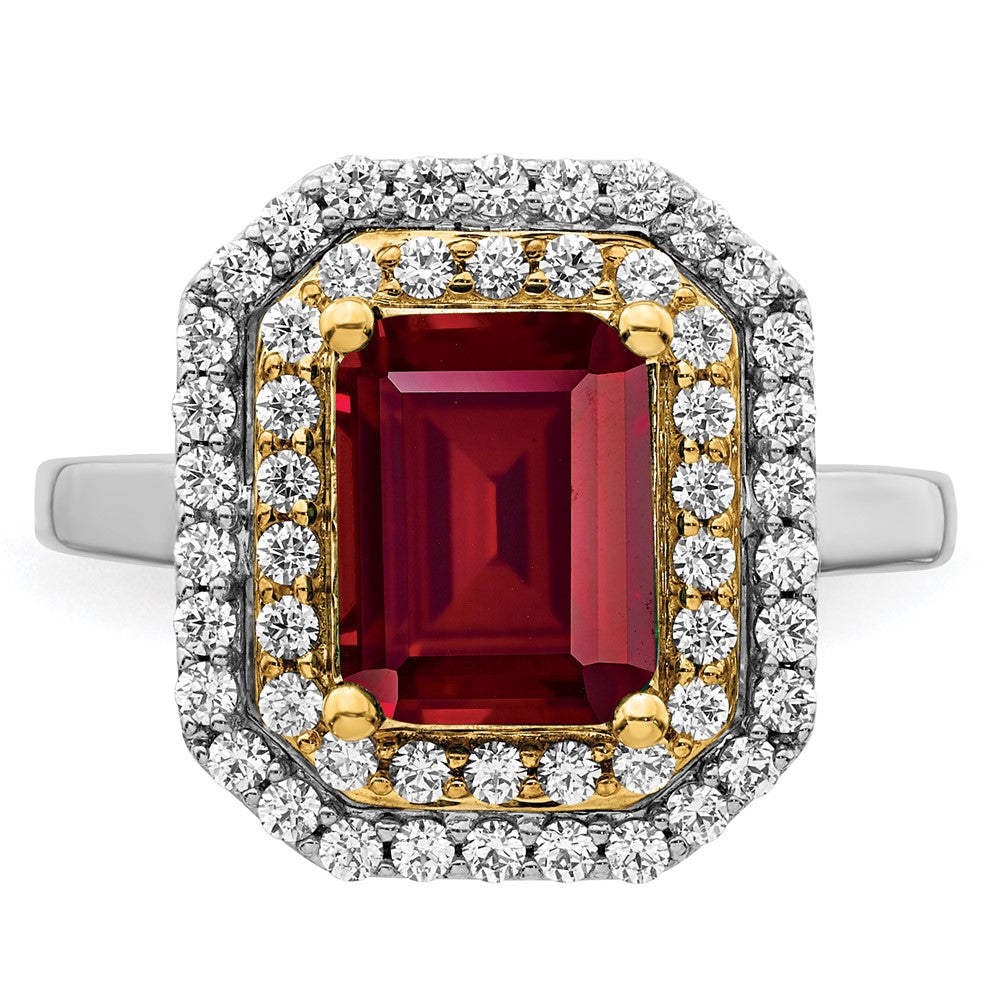 14k Two-Tone Lab Grown VS/SI FGH Dia & Created Ruby Ring