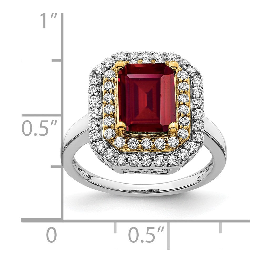 14k Two-Tone Lab Grown VS/SI FGH Dia & Created Ruby Ring