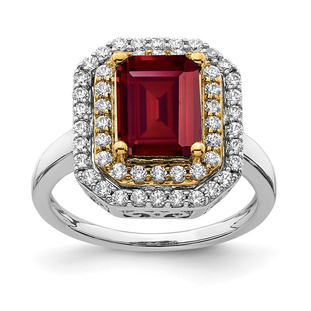 14k Two-Tone Lab Grown VS/SI FGH Dia & Created Ruby Ring