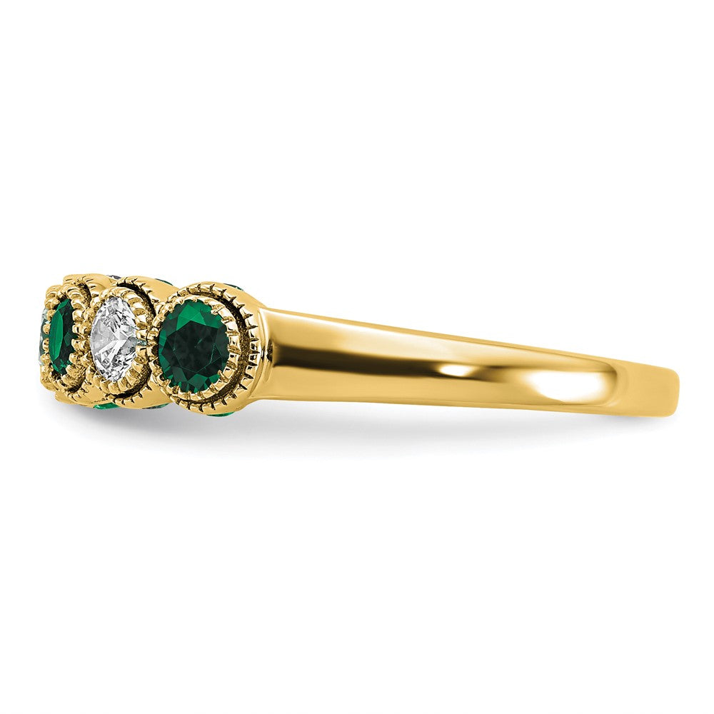 14K Lab Grown VS/SI FGH Dia & Created Emerald Ring