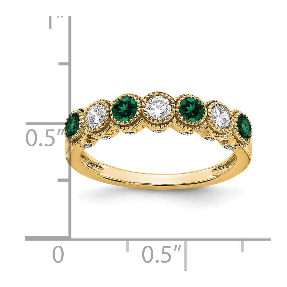 14K Lab Grown VS/SI FGH Dia & Created Emerald Ring