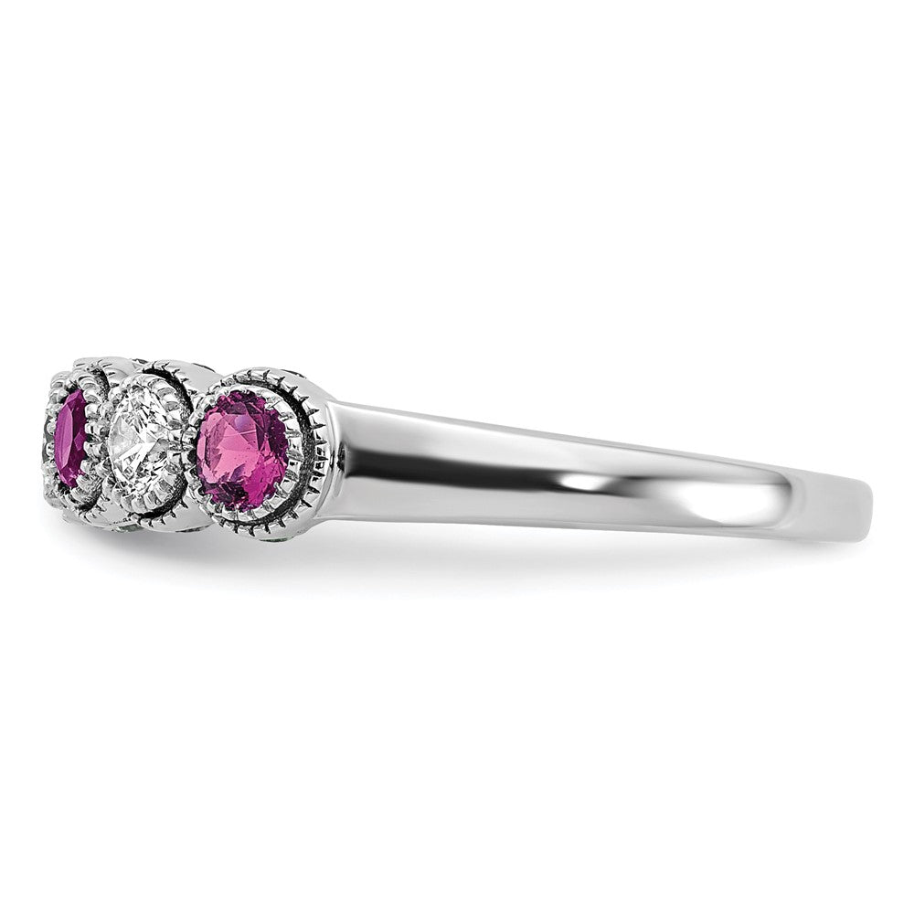 14K White Gold Lab Grown VS/SI FGH Dia & Created Pink Sapphire Ring