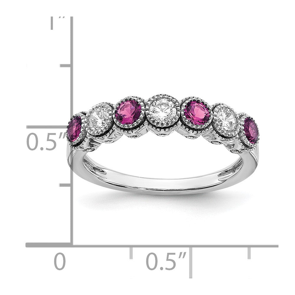 14K White Gold Lab Grown VS/SI FGH Dia & Created Pink Sapphire Ring