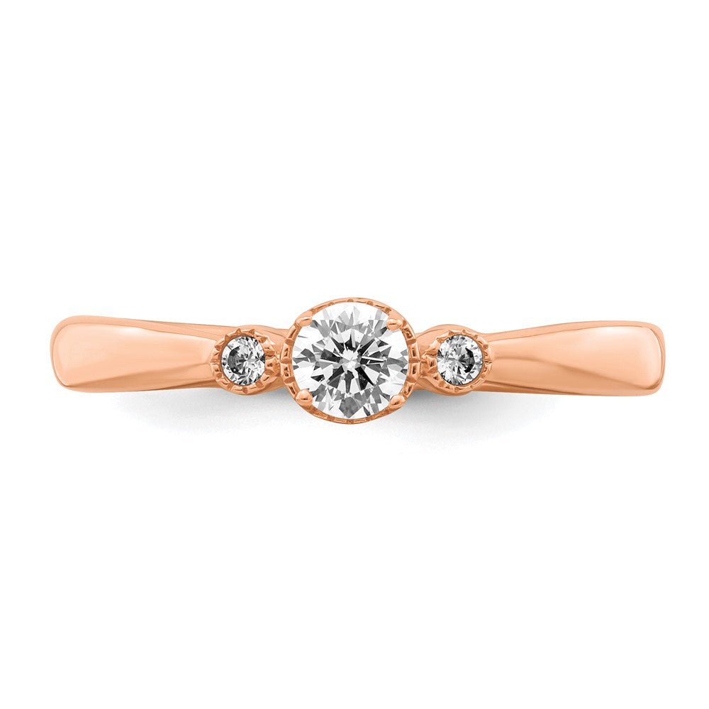 14K Rose Gold First Promise Lab Grown VS/SI FGH Dia Beaded Edge Comp Ring