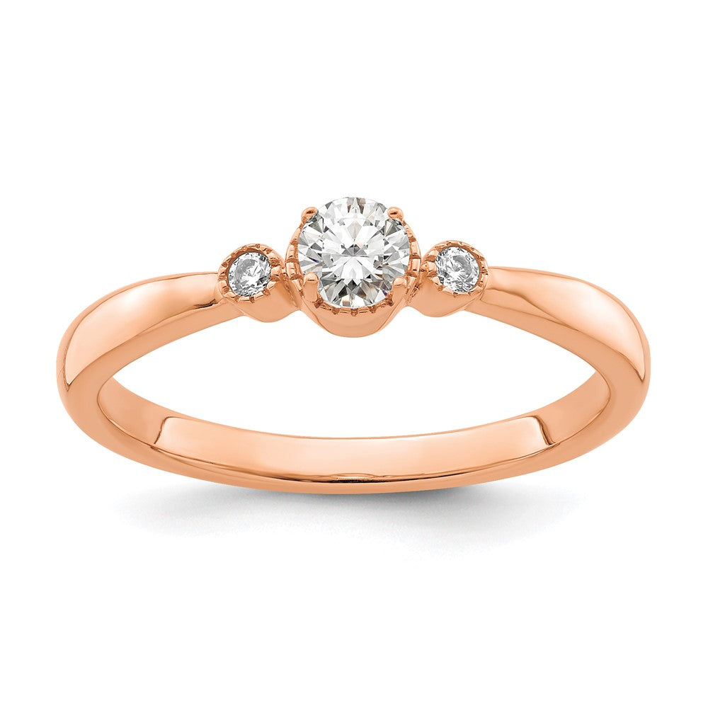 14K Rose Gold First Promise Lab Grown VS/SI FGH Dia Beaded Edge Comp Ring