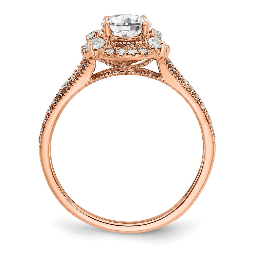 14K Rose Gold Lab Grown VS/SI FGH Dia Semi-Mount Oval Halo Ring