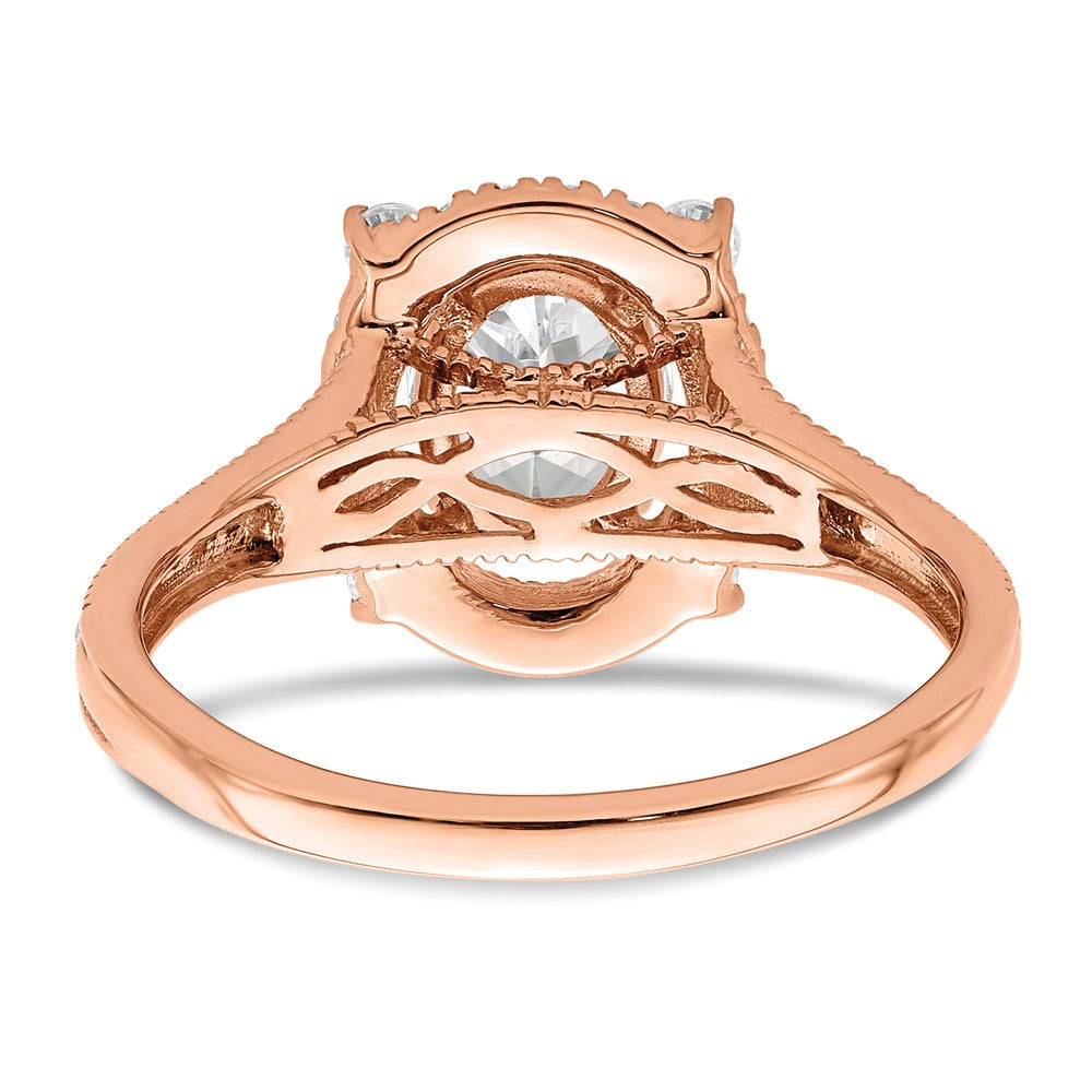 14K Rose Gold Lab Grown VS/SI FGH Dia Semi-Mount Oval Halo Ring