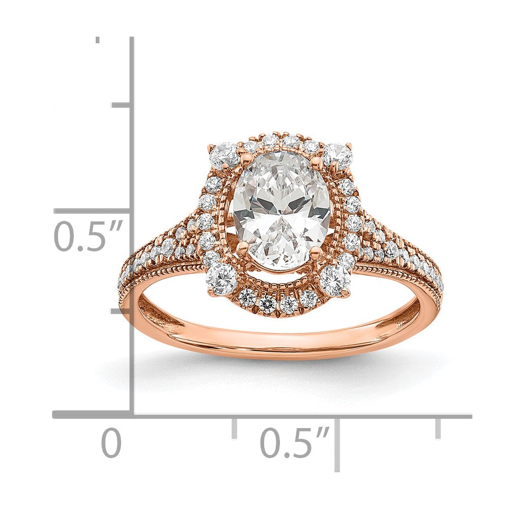 14K Rose Gold Lab Grown VS/SI FGH Dia Semi-Mount Oval Halo Ring