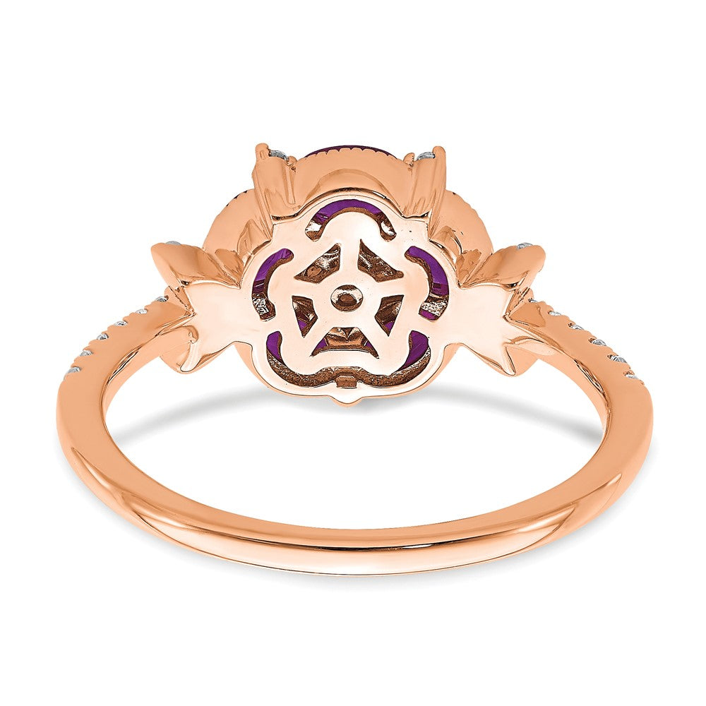 14K Rose Gold Lab Grown Diamond VS/SI FGH Cr.Ruby Floral Ring