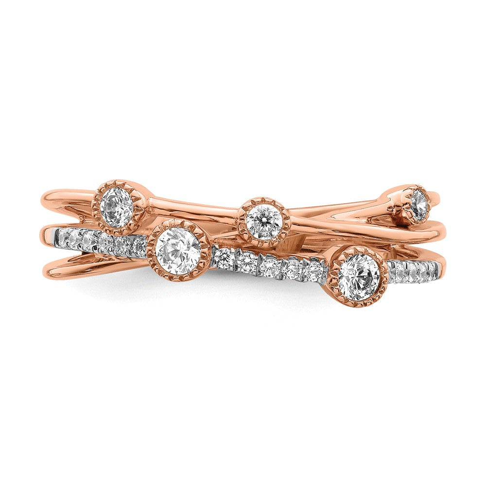 14K Rose Gold Lab Grown Diamond VS/SI FGH Criss Cross Ring