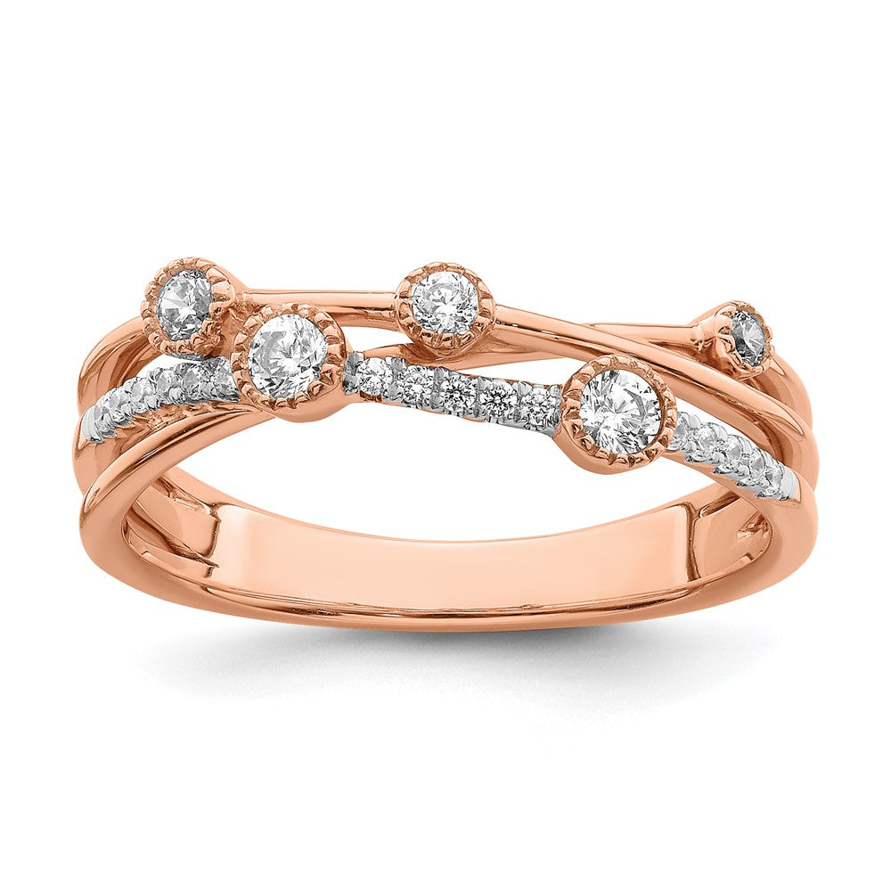 14K Rose Gold Lab Grown Diamond VS/SI FGH Criss Cross Ring