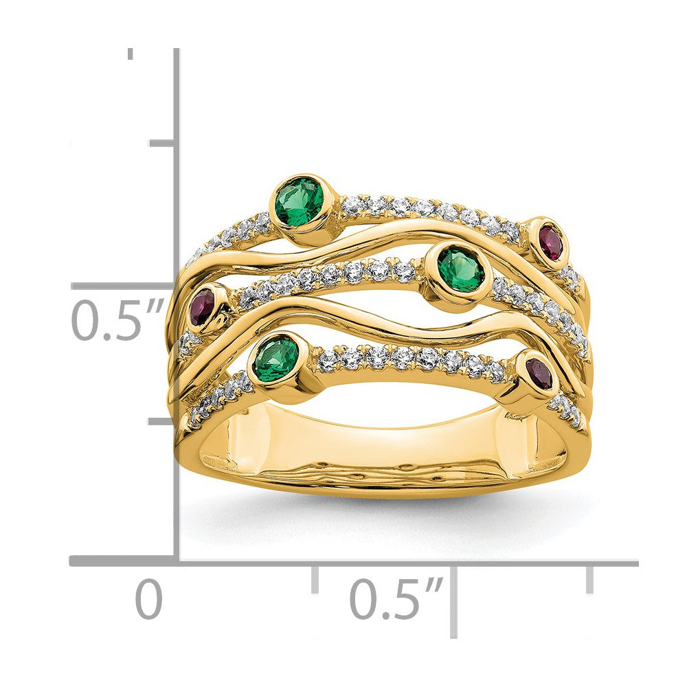 14K Lab Grown Dia VS/SI FGH Cr.RU,EM Bezel Wave Ring