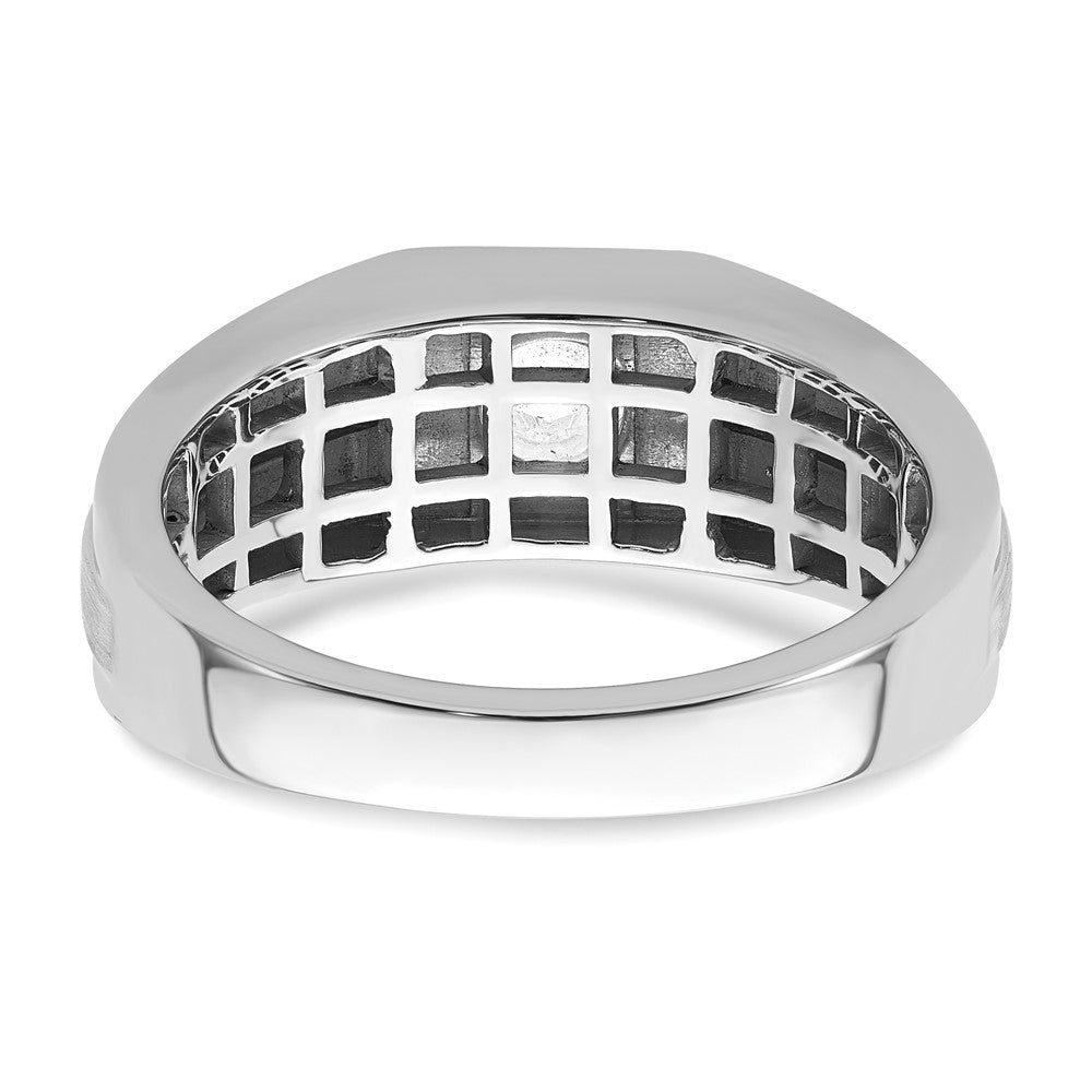 14K White Gold Lab Grown VS/SI FGH Dia Satin & Polished Comp Men's Ring