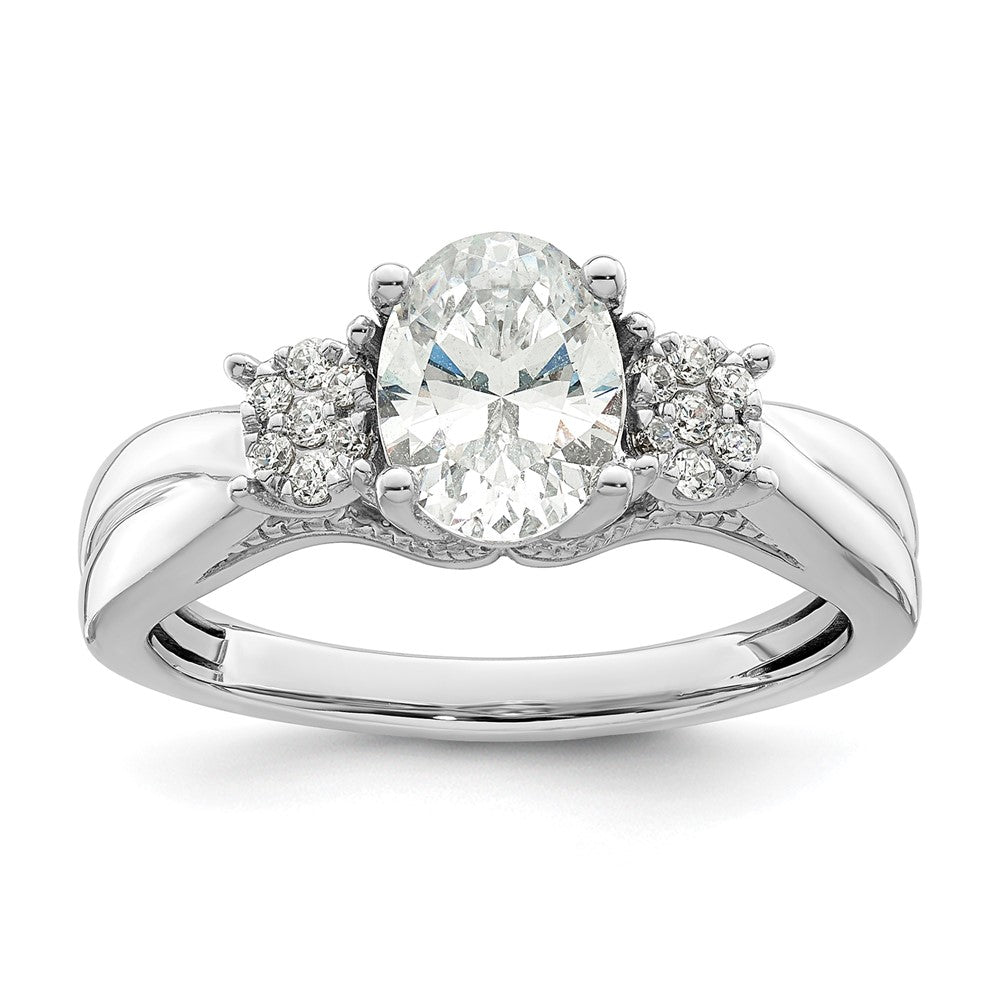 14K White Gold Lab Grown VS/SI FGH Dia Semi-mount Oval Engagement Ring