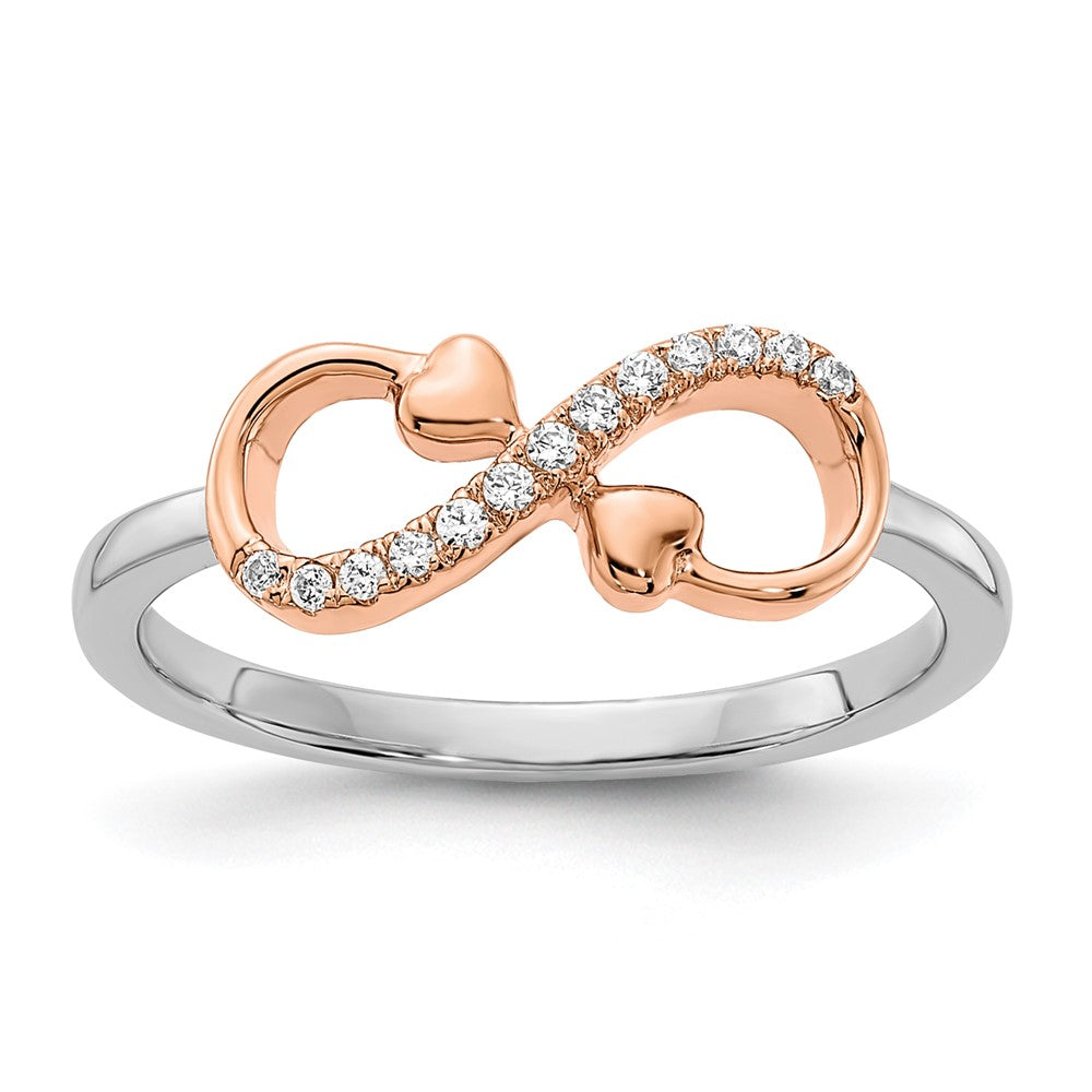 14K Two-tone Lab Grown VS/SI FGH Dia Polished Infinity Hearts Ring