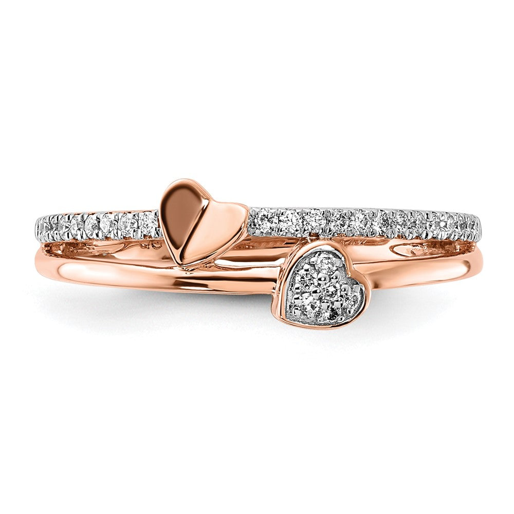 14K Rose Gold Lab Grown VS/SI FGH Dia Hearts Ring