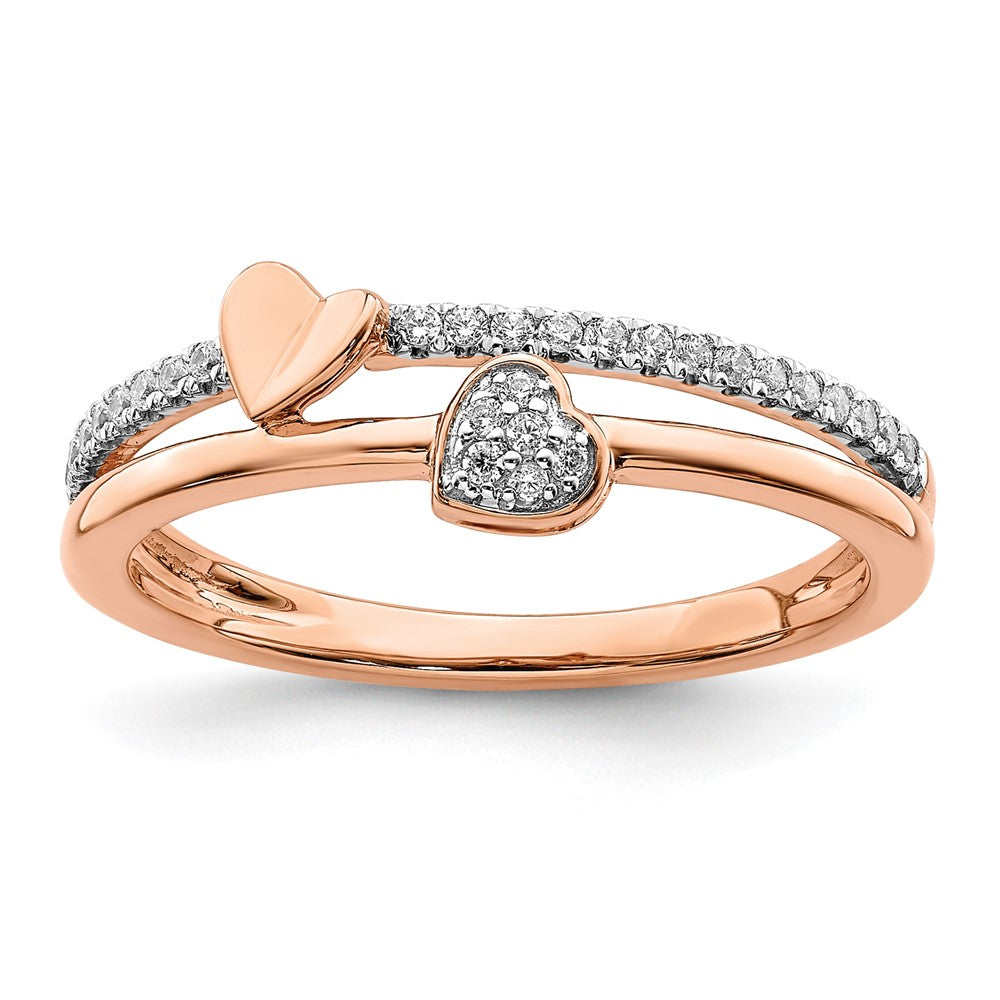 14K Rose Gold Lab Grown VS/SI FGH Dia Hearts Ring