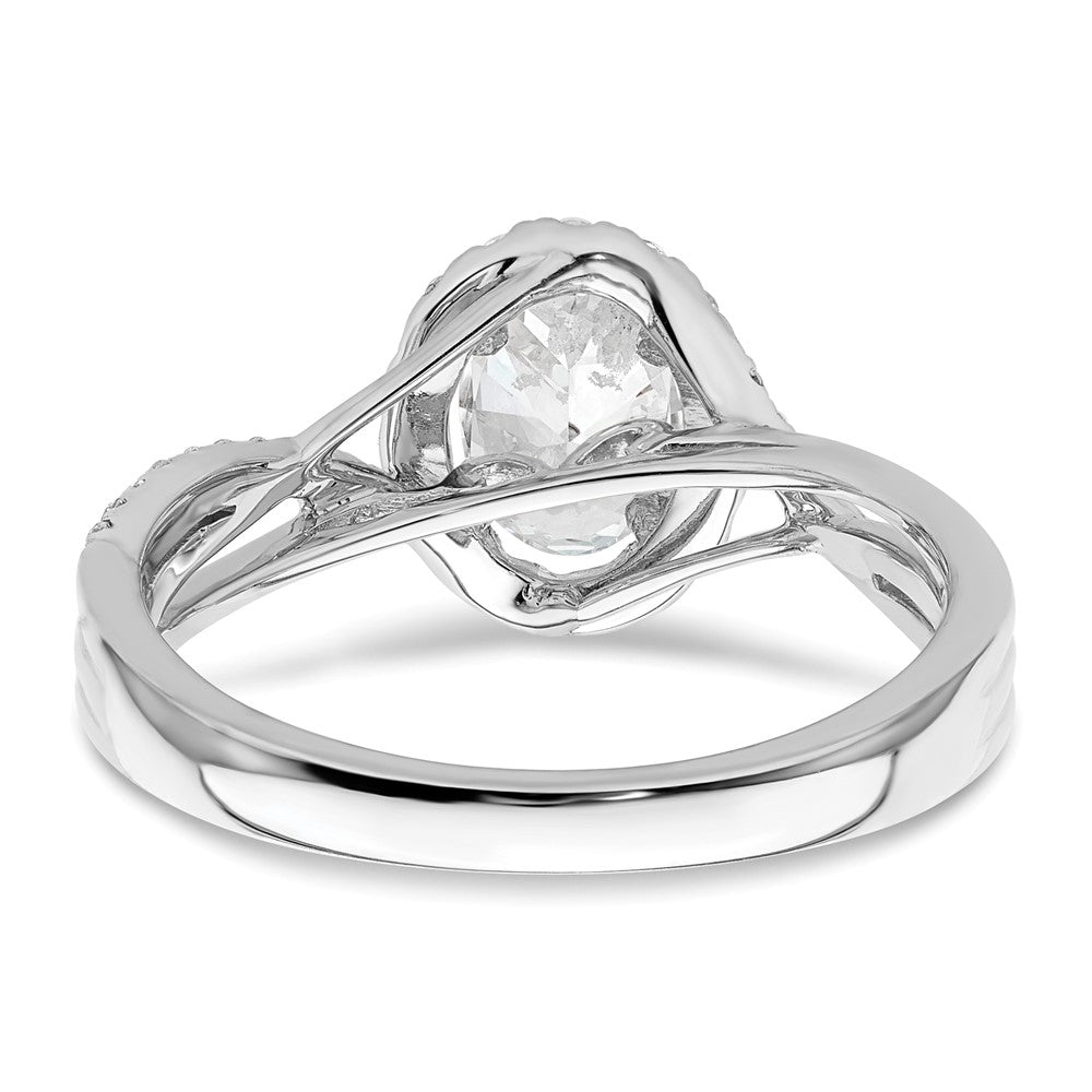 14K White Gold Lab Grown Diamond VS/SI FGH Semi Oval Halo Eng Ring