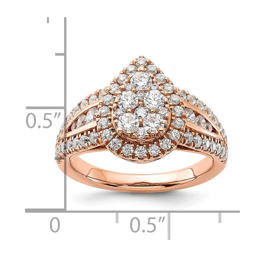 14K Rose Gold Lab Grown Diamond VS/SI FGH Cluster Ring