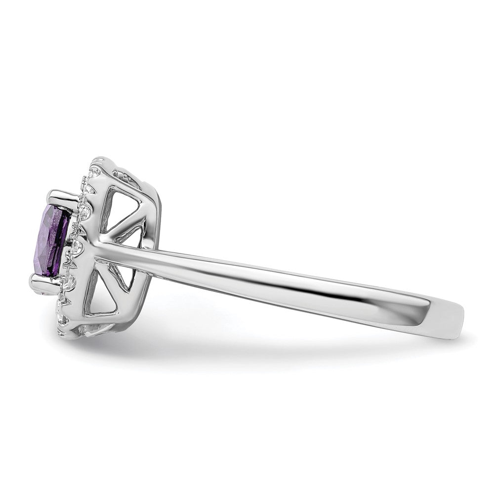 14K White Gold Lab Grown VS/SI FGH Dia and Amethyst Halo Ring