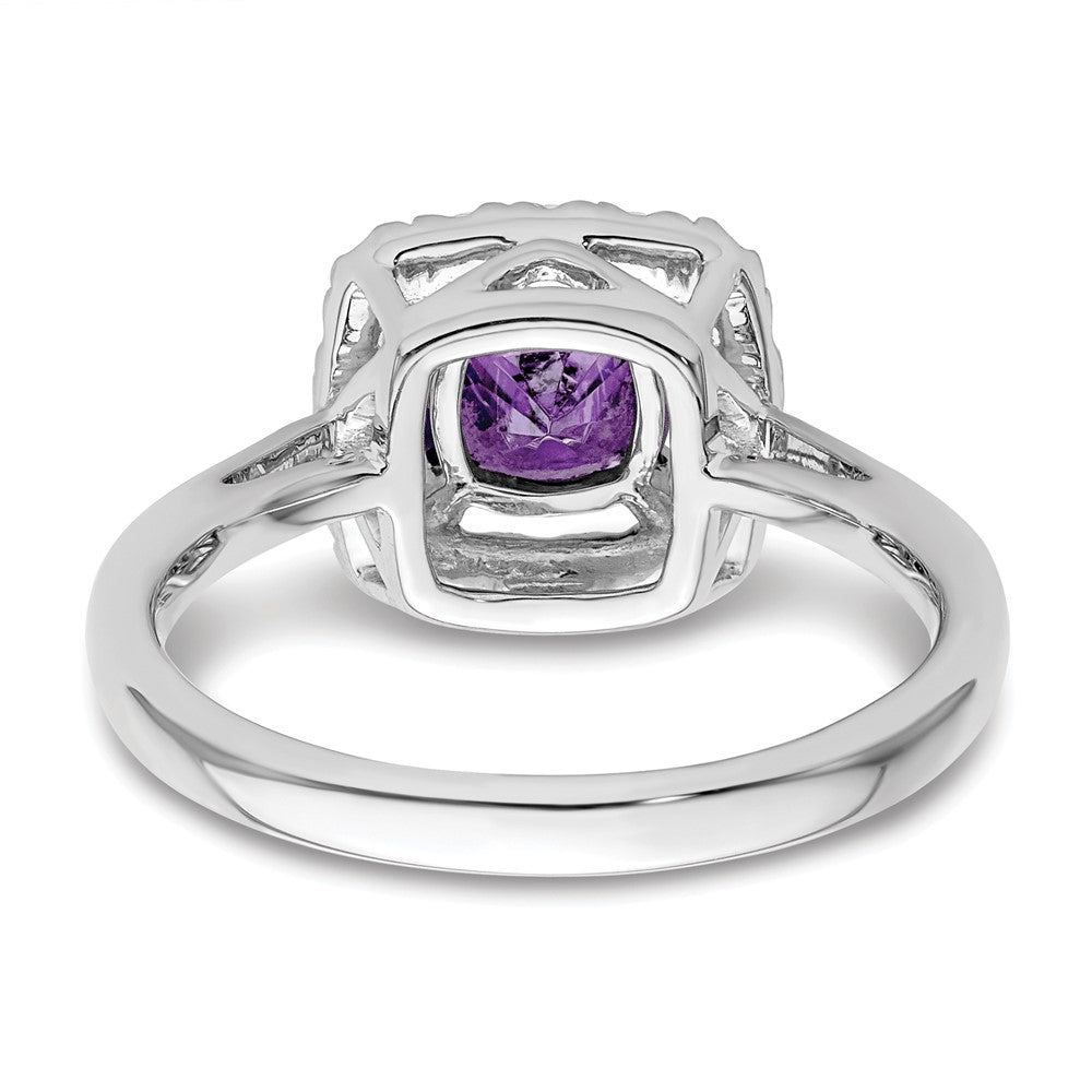 14K White Gold Lab Grown VS/SI FGH Dia and Amethyst Halo Ring