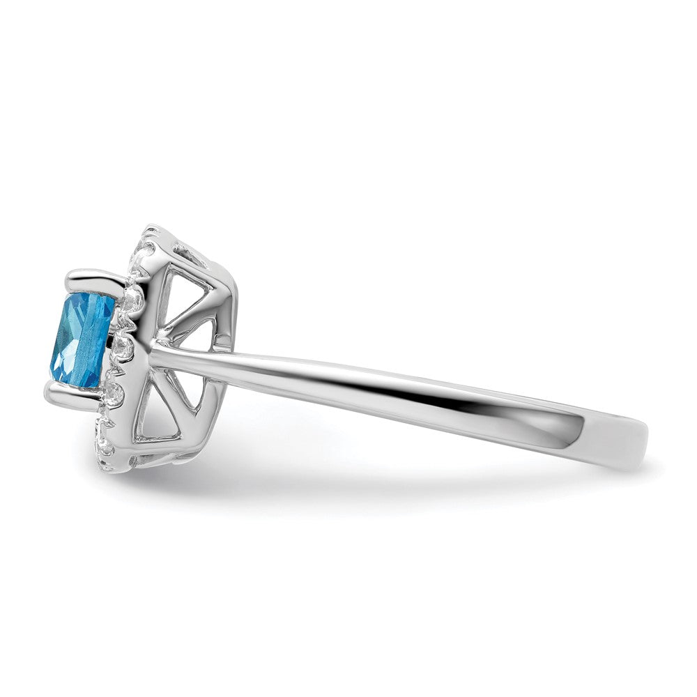 14K White Gold Lab Grown VS/SI FGH Dia and Blue Topaz Halo Ring