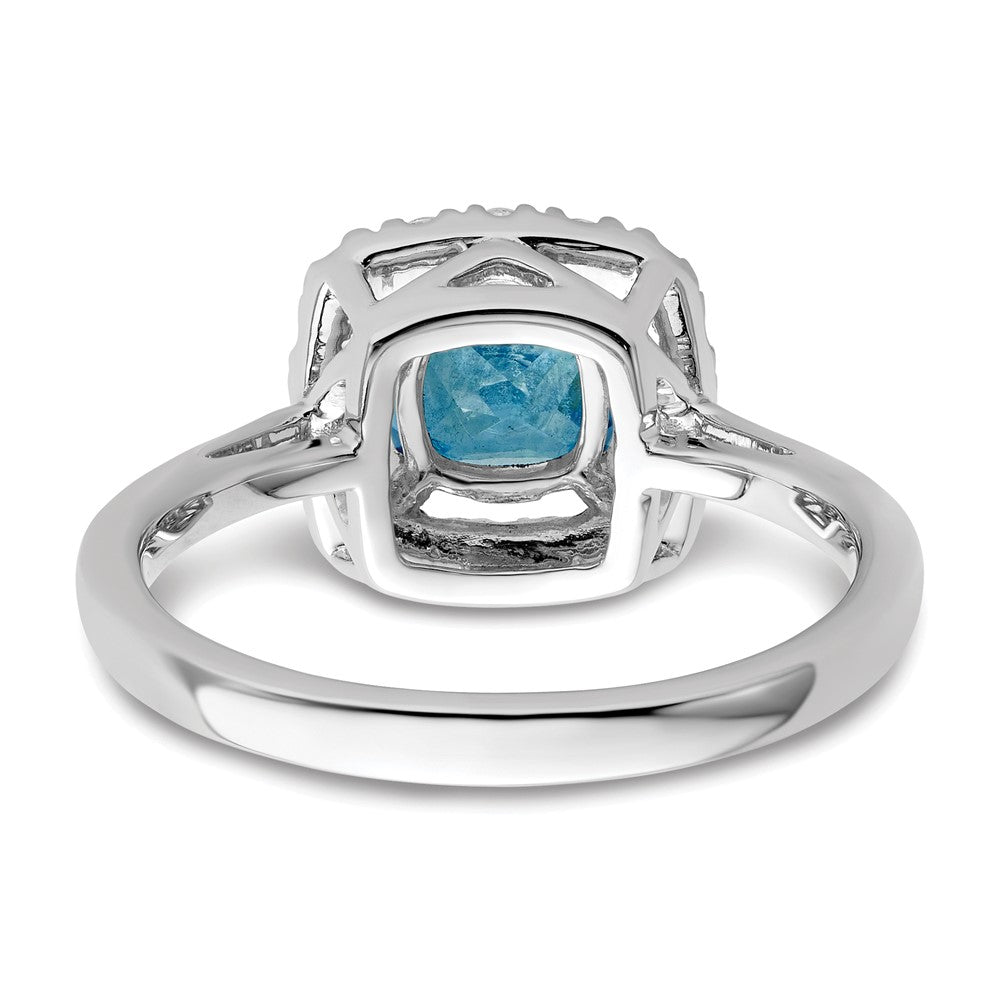 14K White Gold Lab Grown VS/SI FGH Dia and Blue Topaz Halo Ring