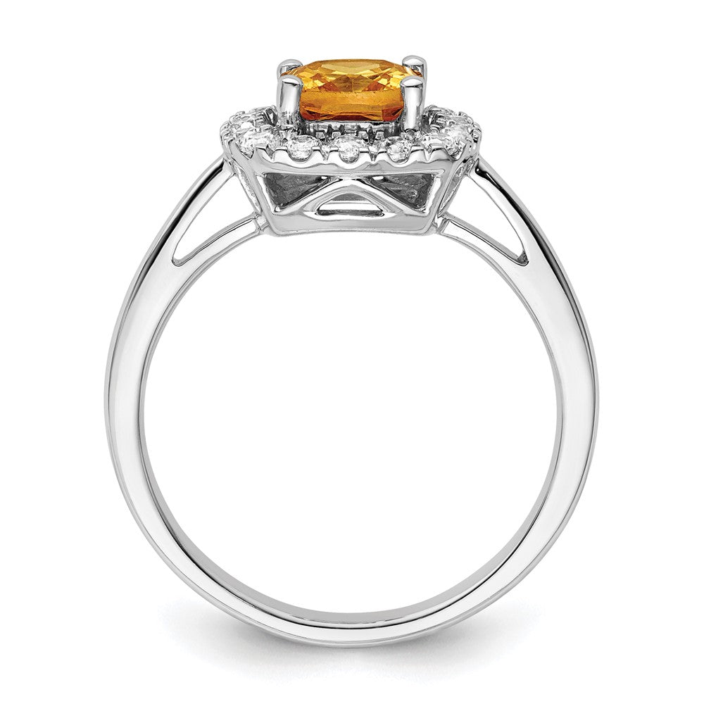 14K White Gold Lab Grown VS/SI FGH Dia and Citrine Halo Ring