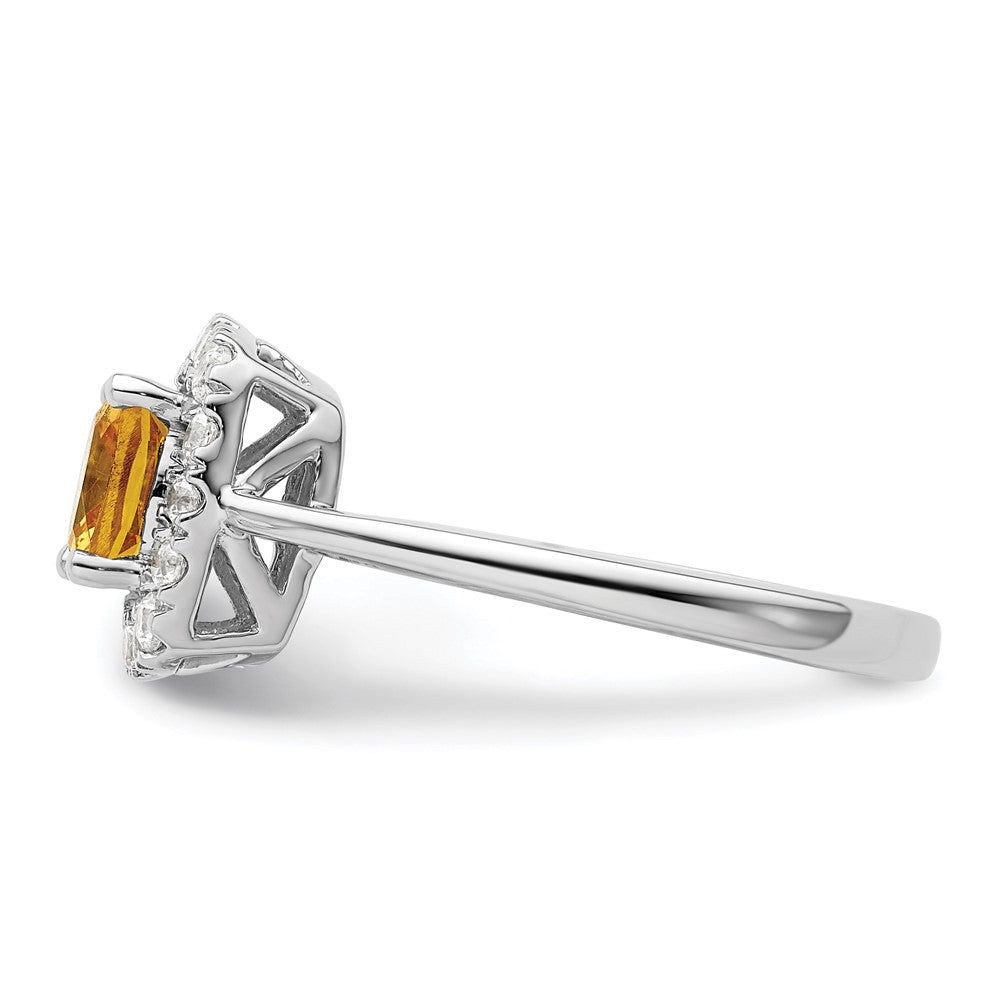 14K White Gold Lab Grown VS/SI FGH Dia and Citrine Halo Ring