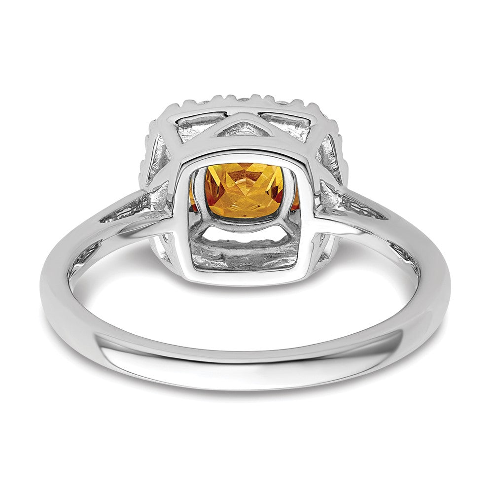 14K White Gold Lab Grown VS/SI FGH Dia and Citrine Halo Ring